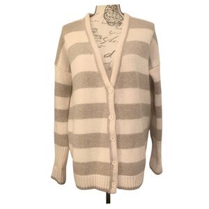 La Ligne Martha Striped Wool Cashmere Oversized Cardigan Sweater Size Small